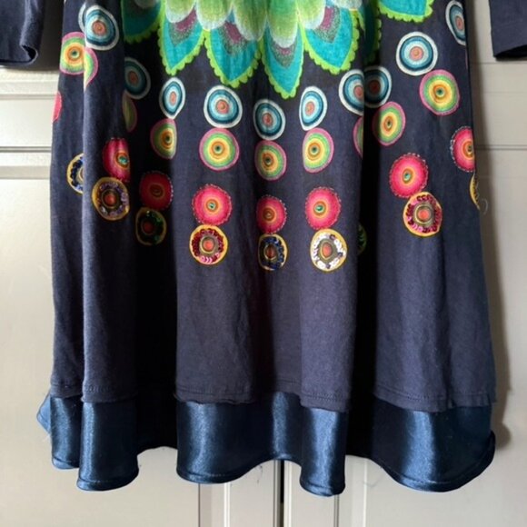 Desigual Women's Y2K Abstract‎ Floral Print L/S A-Line Dress, Navy Green, S - Picture 11 of 12